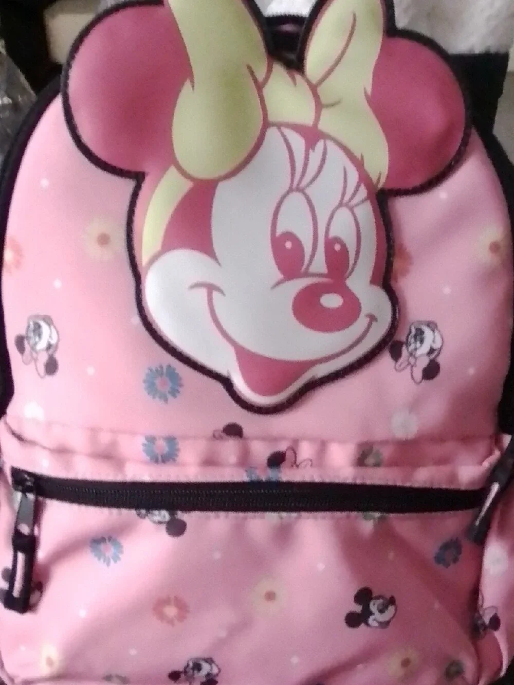 Disney Pink Minnie Mouse Kids Backpack with Yellow Bow Accent